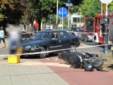 Wypadek na Retkińskiej. Motocyklista zderzył się z samochodem [ZDJĘCIA]