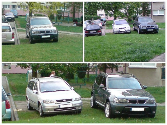 Autodranie parkują na trawniku przy ul. Wiśniowej.