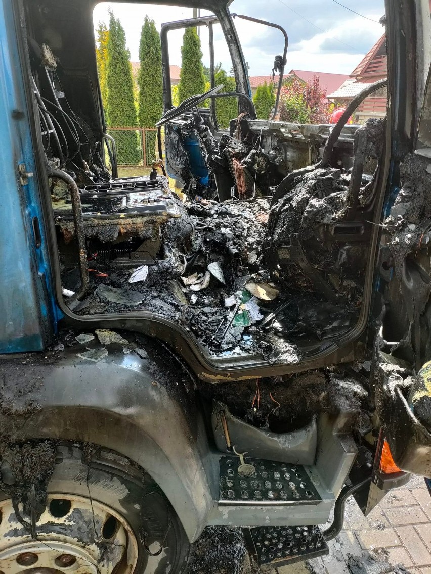 Pożar auta ciężarowego w Żurawnikach