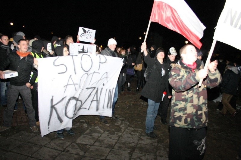 Protest przeciwko ACTA w Koszalinie.