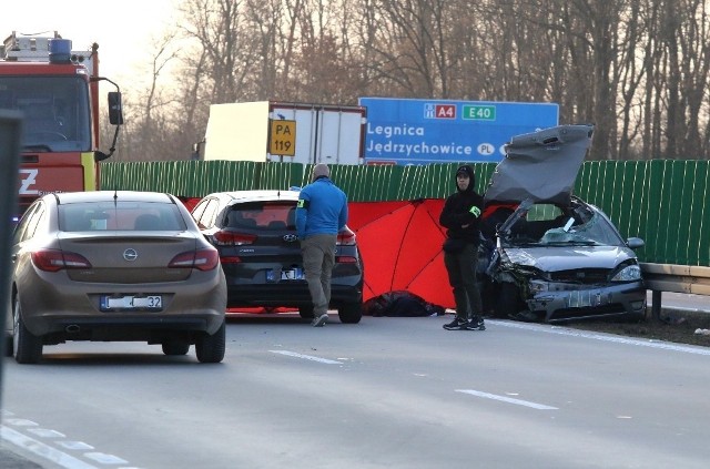 Wypadek na autostradzie A4 tuż przed zjazdem Jarosław 25.03.2022