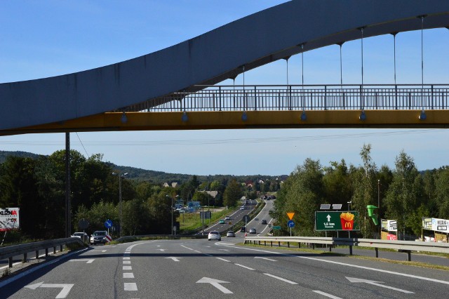 Skręt z zakopianki na drogę wojewódzką 955