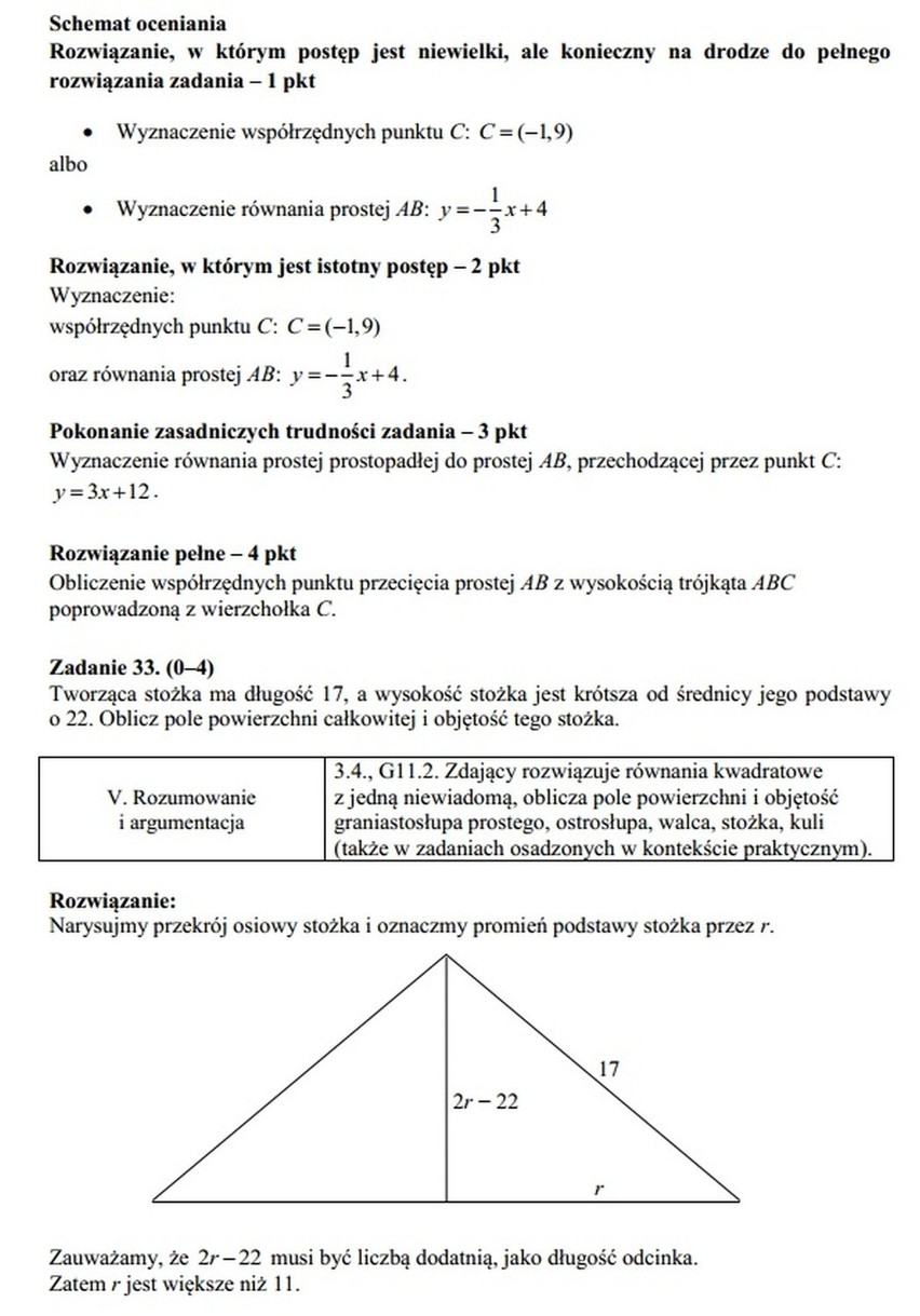 Matura próbna - matematyka - odpowiedzi