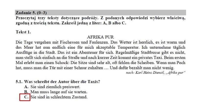 Matura 2019. Język niemiecki poziom podstawowy ODPOWIEDZI, ARKUSZ CKE. Matura z j. niemieckiego podstawa 14.05.2019