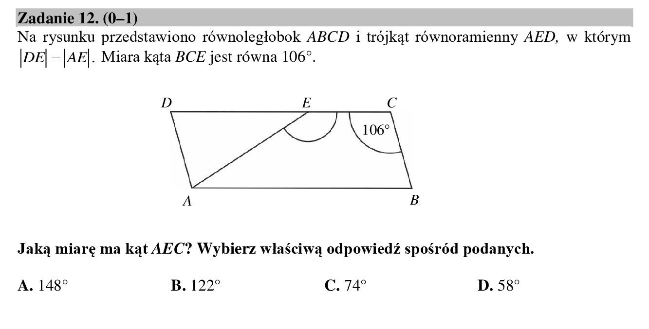 Na Rysunku Przedstawiono Równoległobok Abcd I Trójkąt Równoramienny Aed
