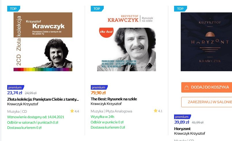 W ofercie są też inne tytuły z bogatego dorobku muzycznego...