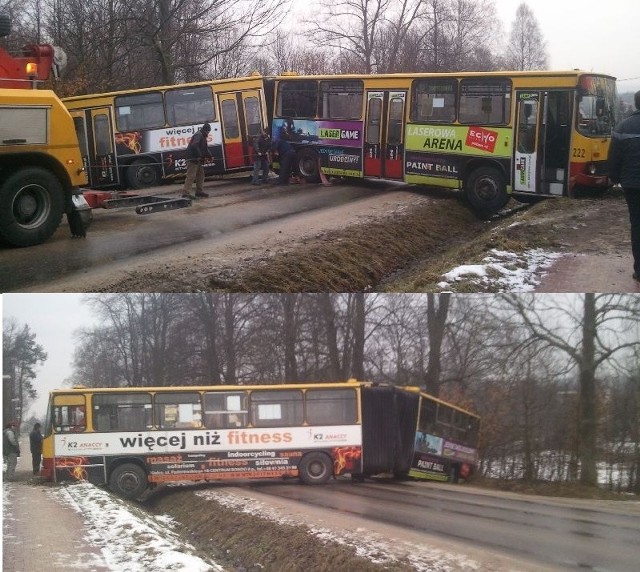 Autobus zablokował ruch w Tumlinie. To zdjęcia, które nadesłał nasz czytelnik
