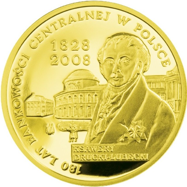 Rewers złotej monety 200-złotowej przedstawia popiersie księcia Ksawerego Druckiego-Lubeckiego.