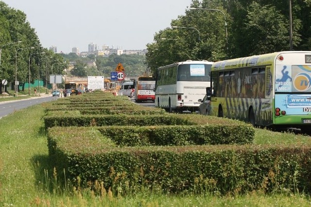 Ten widok za trzy miesiące przejdzie do historii. Z ulicy Grunwaldzkiej w Kielcach zniknie pas zieleni. 