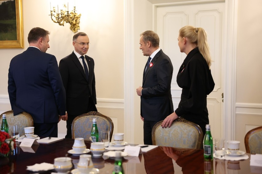 Delegacja KO podczas rozmów z prezydentem Andrzejem Dudą
