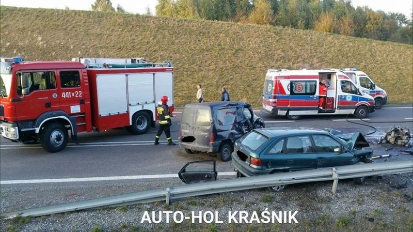Wypadek na obwodnicy Kraśnika: Zderzenie trzech aut. Sprawca uciekł (zdjęcia)