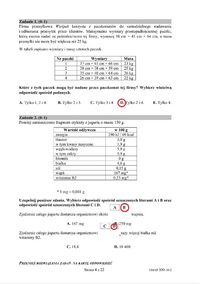 Próbny egzamin ósmoklasisty MATEMATYKA Bardzo trudne zadania 19.12.2018