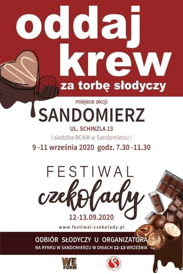 W Sandomierzu będzie można oddać od środy krew i dostać torbę słodyczy. Akcja odbędzie się w ramach Festiwalu Czekolady 