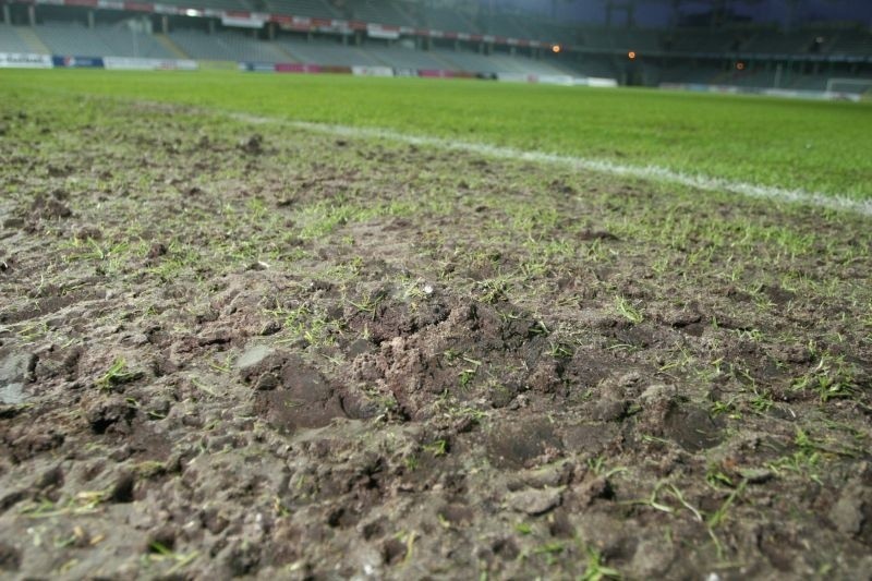 Murawa na stadionie przy ulicy Ściegiennego w Kielcach ma...