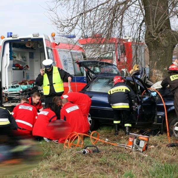 Audi uderzyło w drzewo. W wyniku wypadku zmarł pasażer auta.