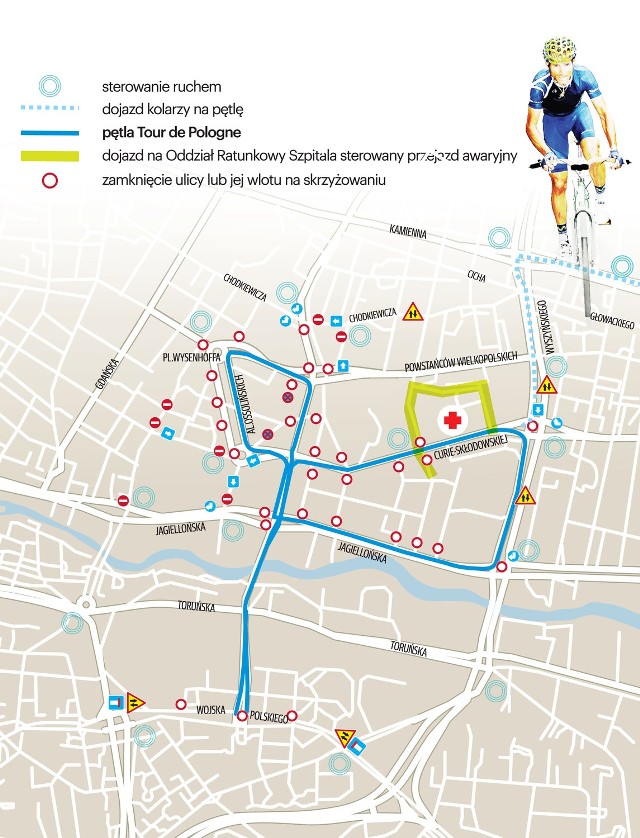 Wykaz planowanych utrudnień niedzielnych  związanych z Tour de Pologne.