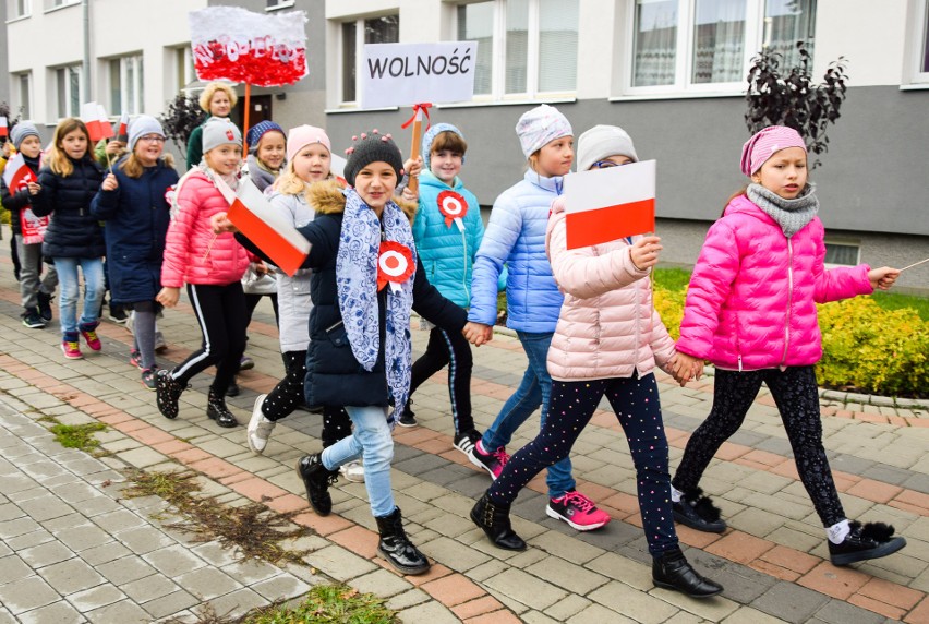 Marsz dla Niepodległej w Tarnobrzegu. Uczniowie manifestowali patriotyzm [ZDJĘCIA]
