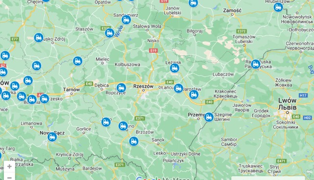 W Internecie dostępna jest aktualizowana mapa rolniczych protestów.