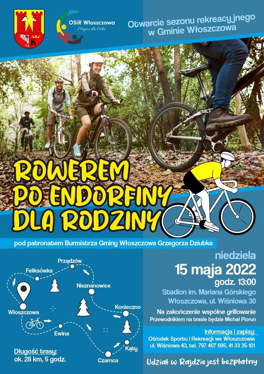 Rajd rowerowy na rozpoczęcie sezonu rekreacyjnego w gminie Włoszczowa. Każdy może wziąć udział
