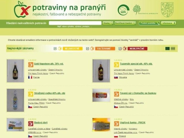 Czeska strona internetowa piętnująca rzekomo źle oznakowaną żywność