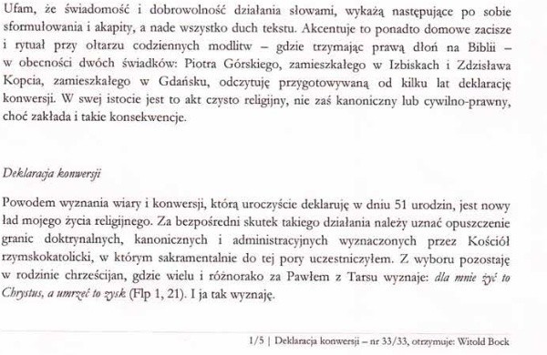 Witold Bock nie jest już księdzem. Pozostał chrześcijaninem [TREŚĆ DEKLARACJI]