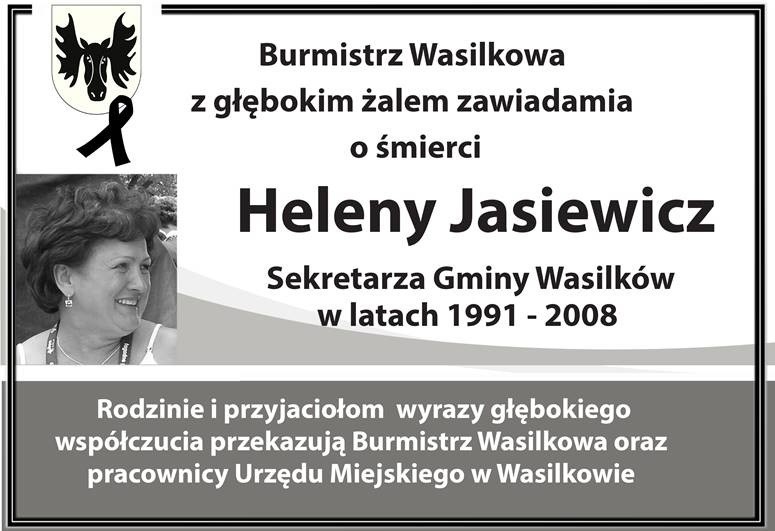 Nie żyje Helena Jasiewicz, była sekretarz gminy Wasilków