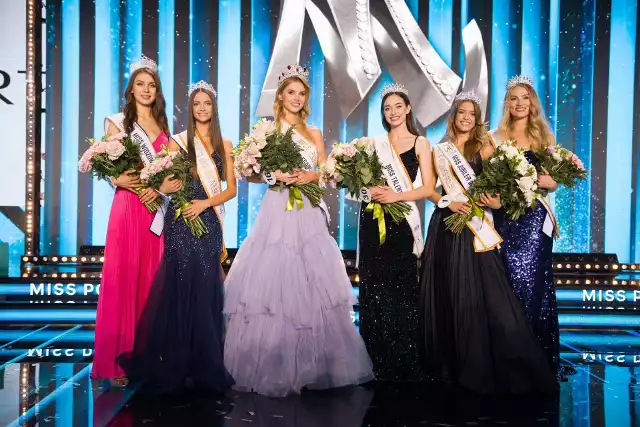 Angelika Jurkowianiec z Namysłowa, z województwa opolskiego to nowa Miss Polski 2023 - w otoczeniu finalistek z tytułami wicemiss