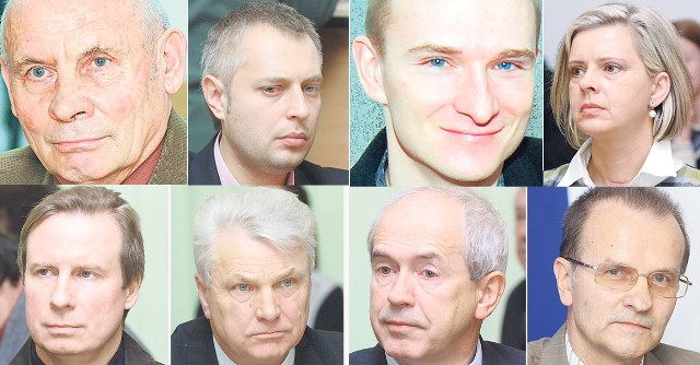 Góra od lewej: Ryszard Tarnowski (PO), Marcin Waszkiewicz (PO), Łukasz Sendlewski (PO), Izabela Wilke (PO). Niżej od lewej: Artur Wiśniewski (PiS), Mieczysław Załuski (SLD) , Jerzy Zaroda (SLD), Eugeniusz Żuber (PO)