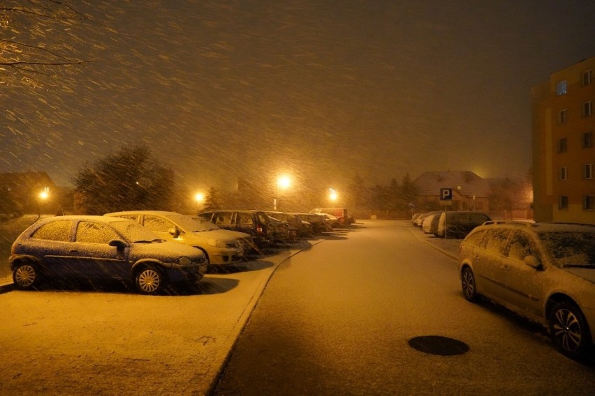 Pierwszy śnieg na Pomorzu, 29.01.2020. Na zdjęciu Debrzno