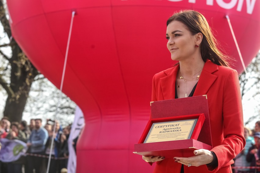 Agnieszka Radwańska podczas odsłonięcia alei gwiazd tenisa w...