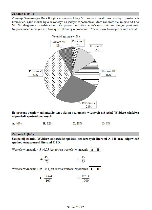 Próbny egzamin ósmoklasisty 2018 MATEMATYKA. Odpowiedzi,...