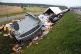 Wypadek na obwodnicy Kielc w Szewcach. Dwie ciężarówki roztrzaskane po zderzeniu 