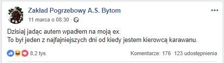 Facebookowe konto "Zakład Pogrzebowy A.S. Bytom" znane jest...