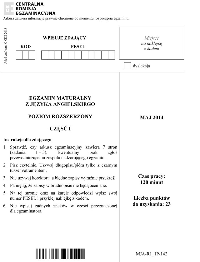 Matura 2014 jezyk angielski rozszerzony arkusze egzaminacyjne