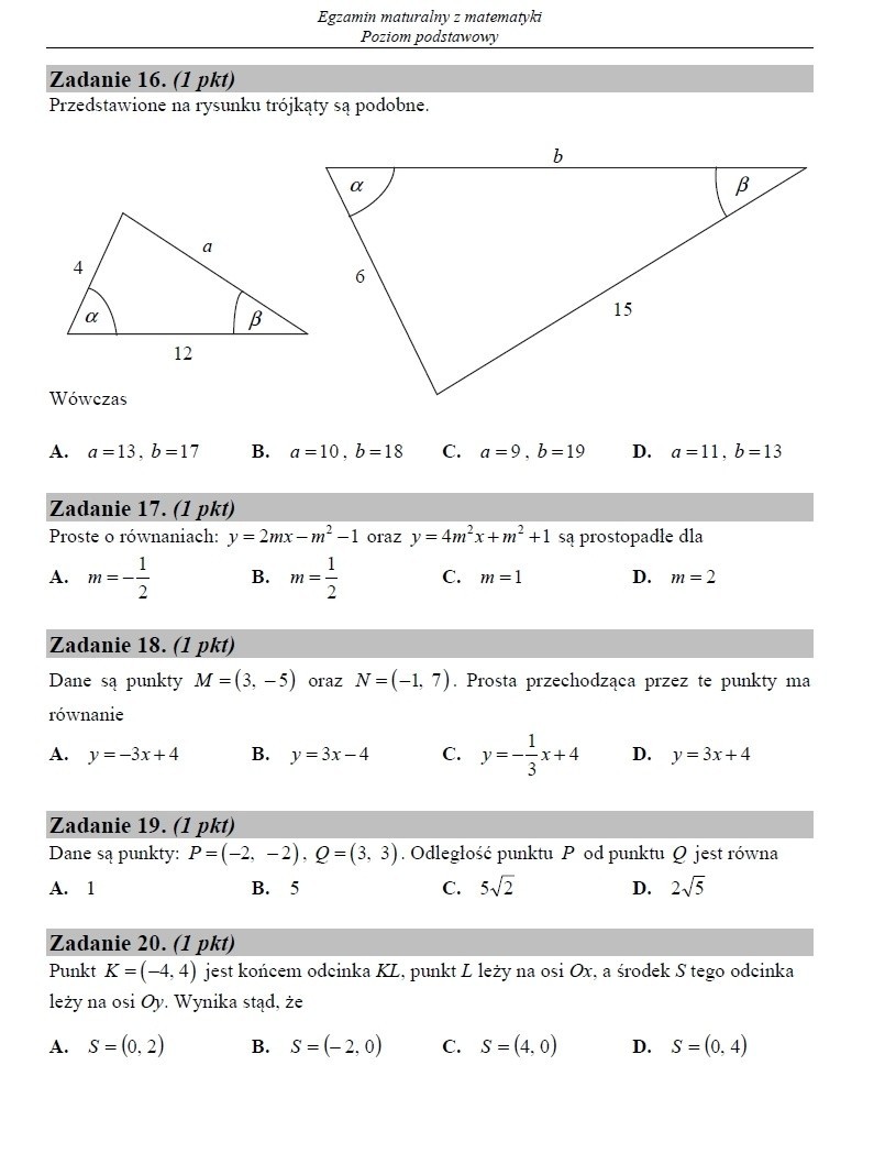 Matematyka 2015 - stara matura - arkusz CKE w pliku pdf