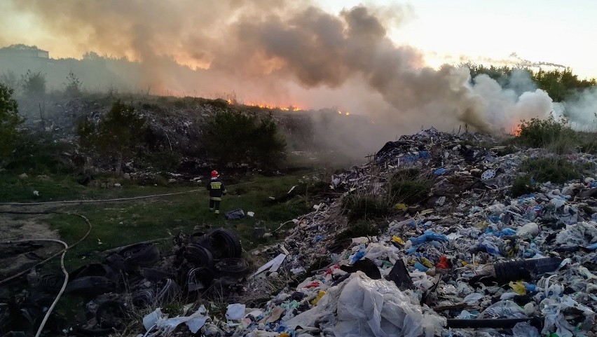 Pożar składowiska śmieci w Policach, do którego doszło na...