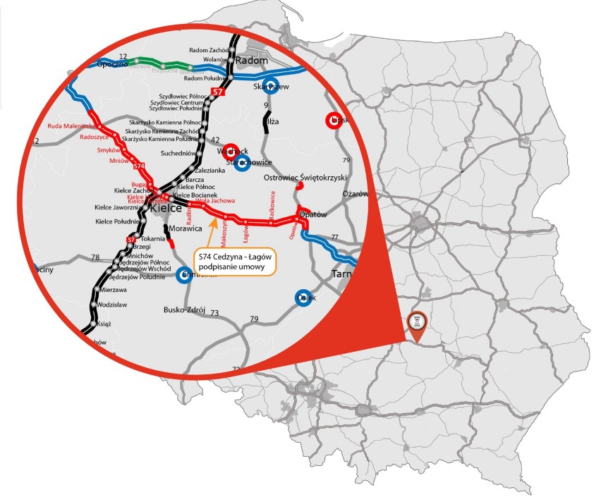 Kolejny odcinek S74 w realizacji. Powstanie 30 kilometrów ekspresówki od Cedzyny do Łagowa. Kiedy pojedziemy nową trasą?