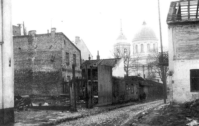 Spalona dzielnica żydowska Chanajki