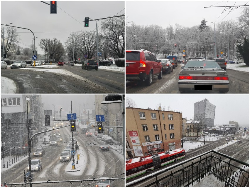 Śnieg w Lublinie. Rzadki widok tej zimy. Na drogach trudne warunki, komunikacja miejska kursuje z opóźnieniami