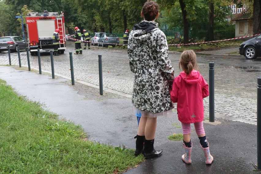 Około godziny 16 we Wrocławiu mocno padało i przeszła burza.