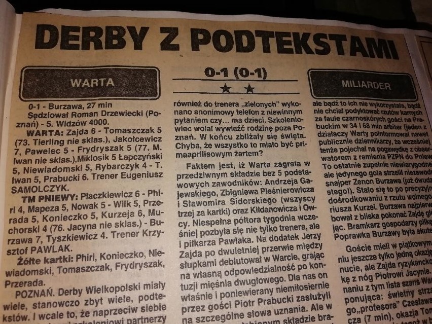 Tak o derbach Warty z Miliarderem pisały gazety