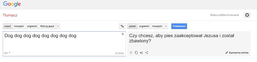 Ale nawet jeśli Tłumacz Google nawiązuje do Biblii, to...