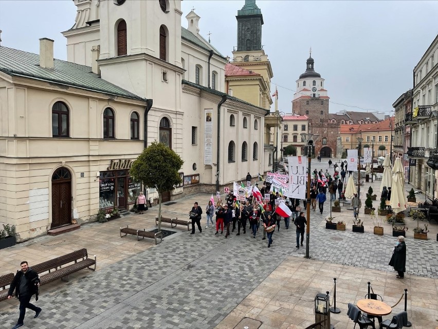 Mieszkańcy gminy Chełm protestowali w Lublinie przeciwko przyłączeniu sołectw do miasta Chełm. Zobacz zdjęcia i wideo