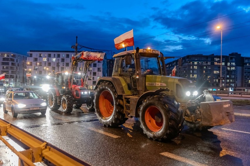 Strajk rolników w Krakowie 20 lutego 2024. W środę (20...