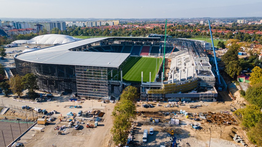 Stadion Pogoni - stan prac na 8 października 2021.