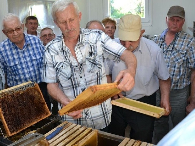 Korzystając z doświadczeń przemyskich pszczelarzy, hodowcy pszczół z powiatu stalowowolskiego poznawali sposoby pozyskiwania miodu.