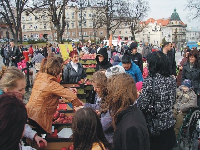 Szybko rozeszły się dwie tony jabłek, które były przeznaczone na wymianę za szklane pojemniki, kartony, plastikowe butelki.