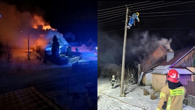 Pożar wybuchł w drewnianym domu w Zaczarniu. Strażacy walczyli z ogniem przez blisko trzy godziny