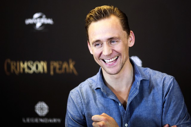 Brytyjski aktor Tom Hiddleston podczas promocji filmu "Crimson Peak. Wzgórze krwi" w Berlinie.