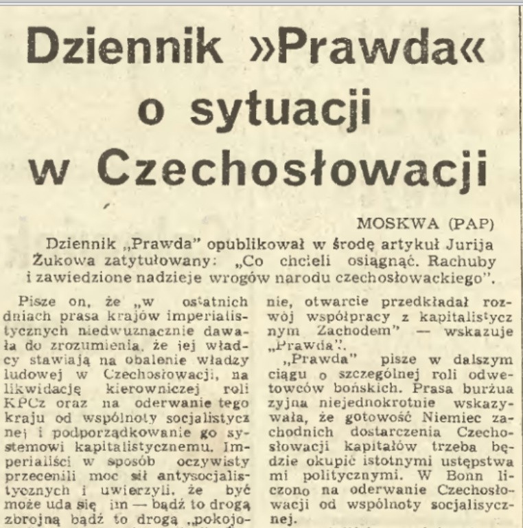 50 rocznica inwazji na Czechosłowację. Jak komunistyczna prasa PRL opisywała interwencję wojsk Układu Warszawskiego??